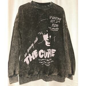 The Cure Vintage Style Sweatshirt Acid Wash Band Graphic Crewneck Unisex Small